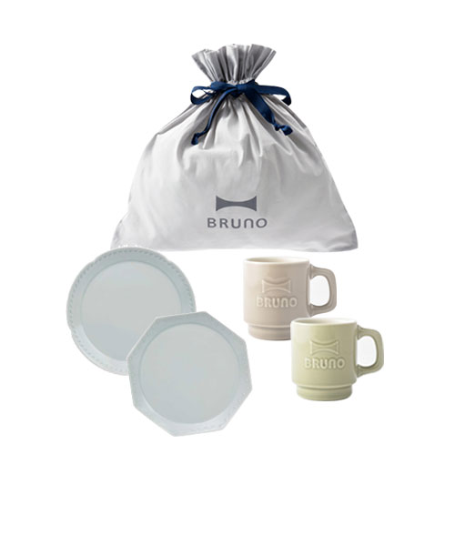 FLOWERプレートセットΦ17+Emboss mug2個 ギフトバッグセット
