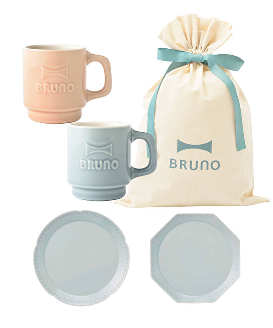 FLOWERプレートセットΦ17+Emboss mug2個 ギフト巾着Mセット